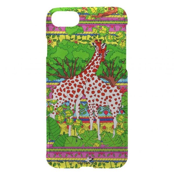 画像1: [CruXpark]giraffe スマホケース 全機種対応 フラワー 花 きりん キリン (1)