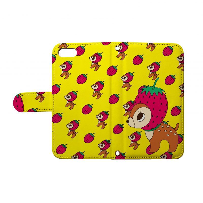 Okadi いちごバンビ デカ イエロー スマホケース 全機種対応 手帳型 Goods Express